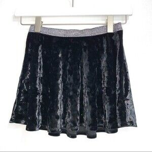 Girls SO 7/8 black silver velvet skirt 2847